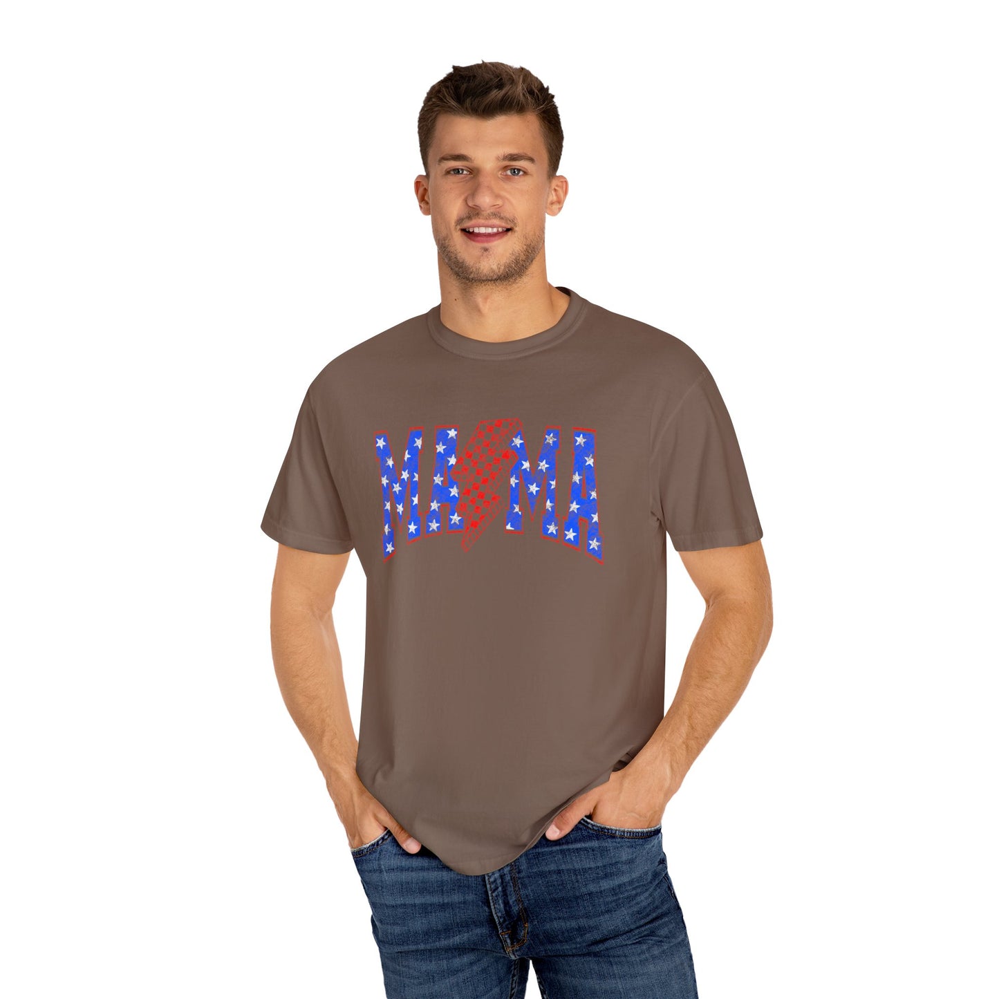 Patriotic Mama Comfort Colors Tee, Band Tee Inspired 4th of July Shirt, Red White & Blue Shirt For Mom!