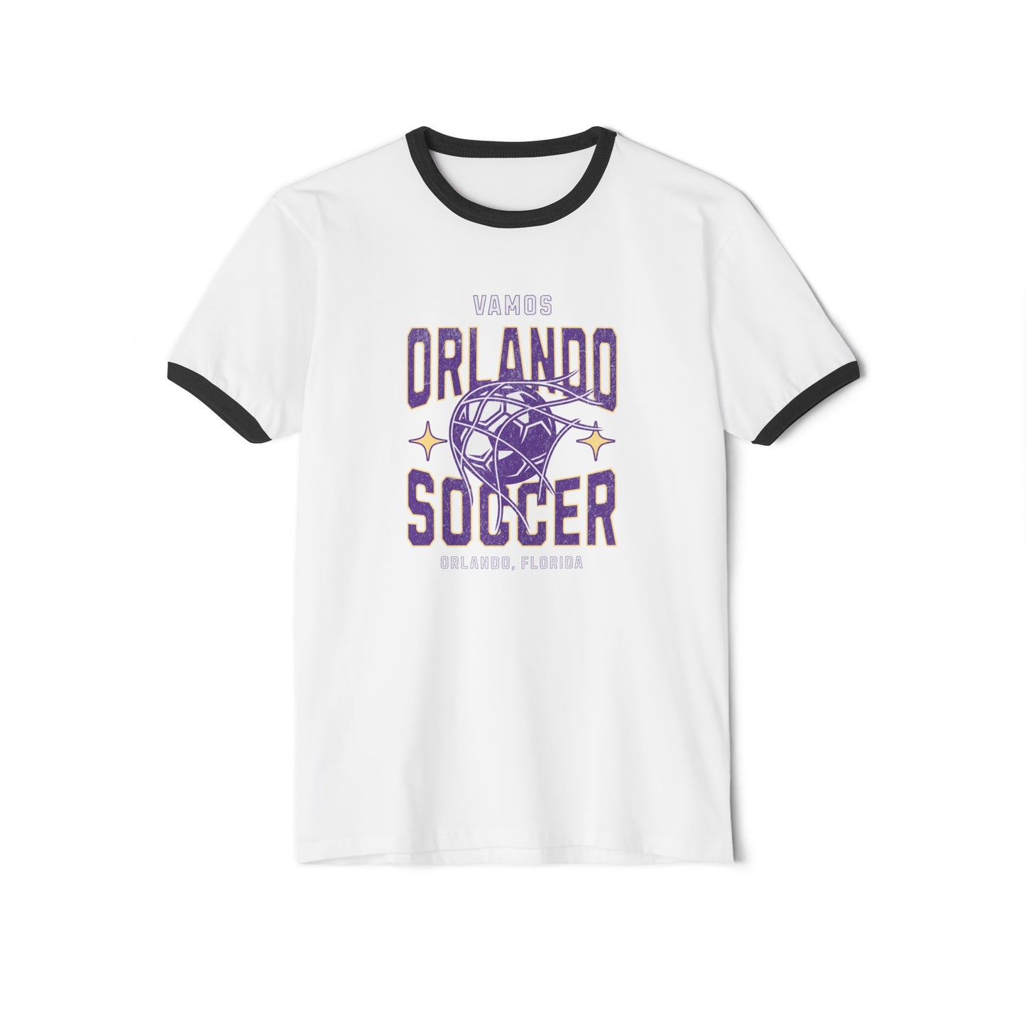 Orlando Soccer Ringer T-Shirt – Unisex Fit Futbol Gameday Tee, Retro-Inspired Fan Shirt
