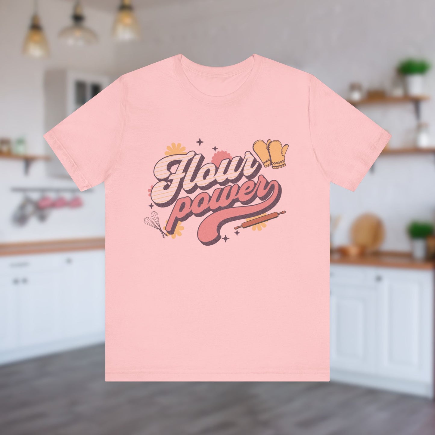 Flour Power Groovy Baker Tee, Retro Vibes Graphic Tshirt for Baking Lovers