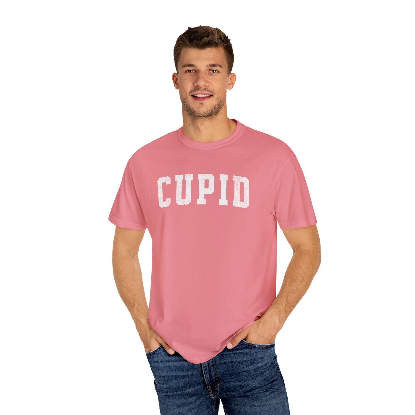 Valentine's Day Comfort Colors Tee, Cupid Varsity Style Tshirt, Trendy Vday Shirt , Unisex Garment-Dyed T-shirt