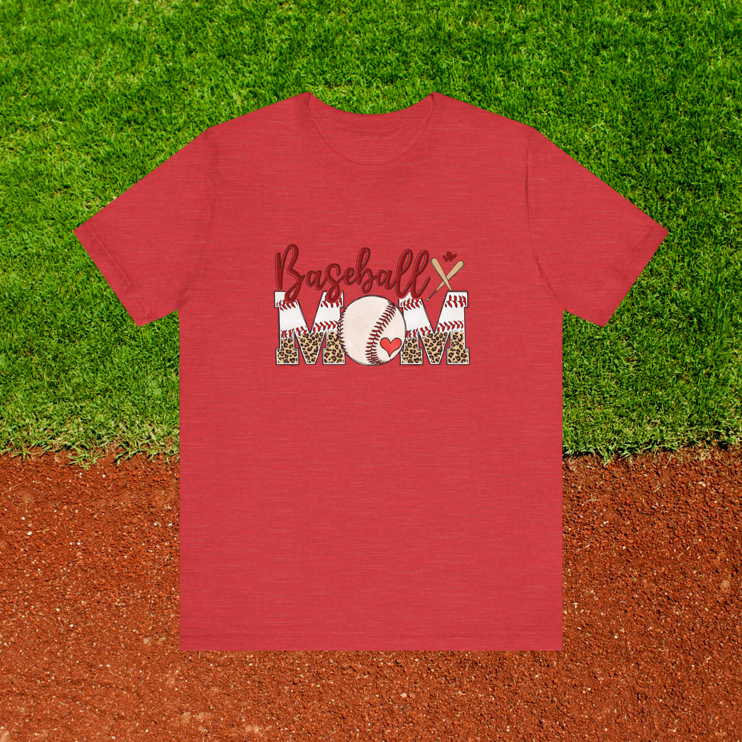Baseball Mom T-Shirt – Cheetah Leopard Game Day Graphic Tee for Sports Moms