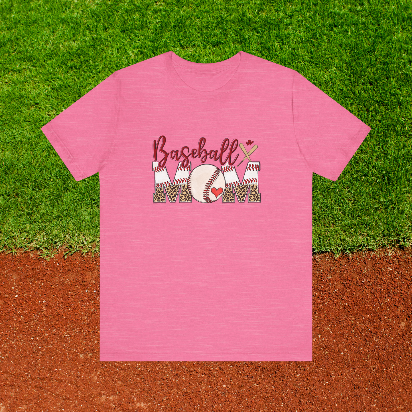 Baseball Mom T-Shirt – Cheetah Leopard Game Day Graphic Tee for Sports Moms