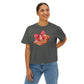 Coquette Football Comfort Colors Cropped Boxy, Red Watercolor Bow Gameday Tee, College Football Game Outfit