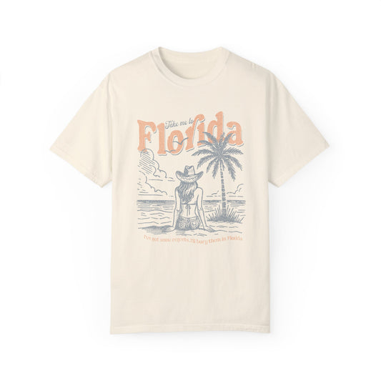 Florida Comfort Colors Tee, Take Me to Florida Vintage Inspired Graphic Tshirt, Beachy Summer Vibes Oversized Trendy Shirt