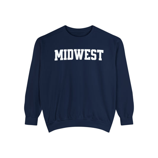 Midwest Varsity Style Sweatshirt, Simple Midwest Crewneck, Vintage Feel Comfort Colors Pullover