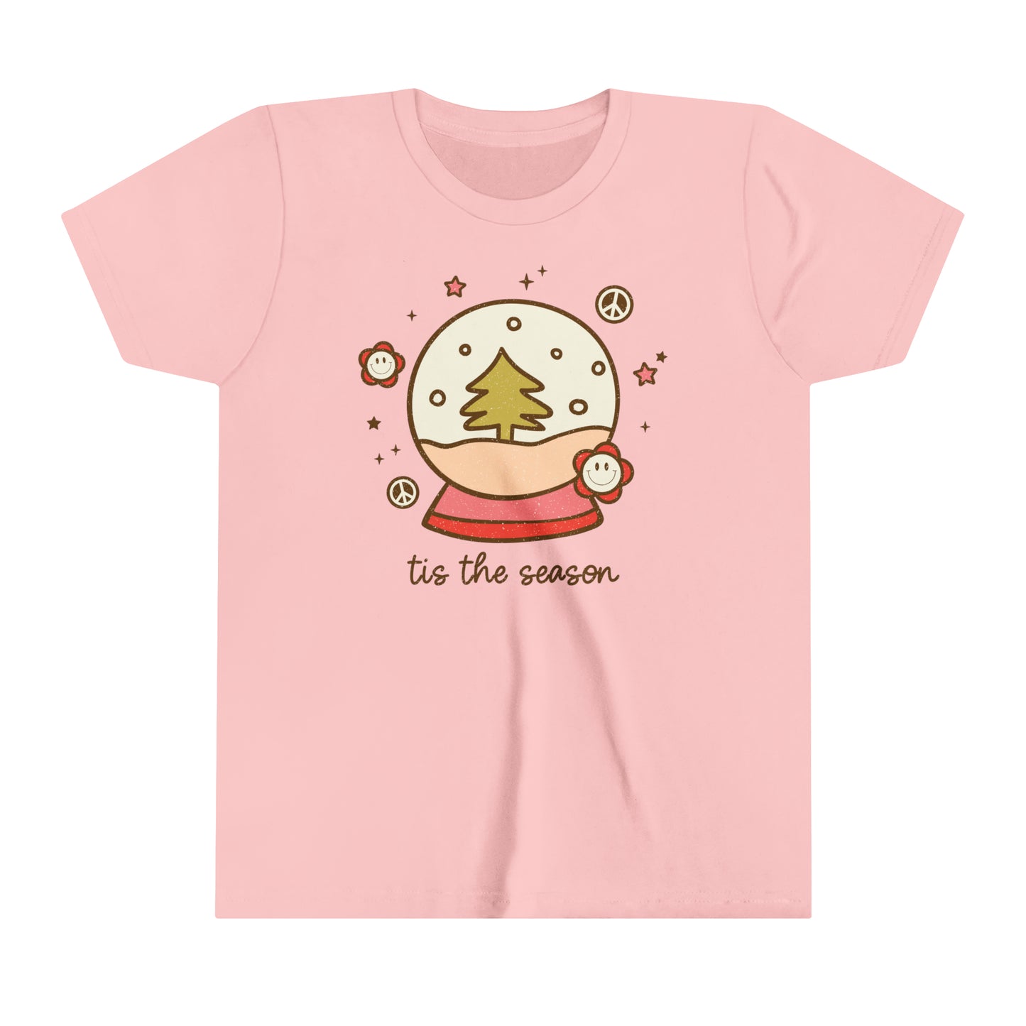 Retro Christmas Youth Tee | Groovy Snowglobe Winter Shirt For Kids