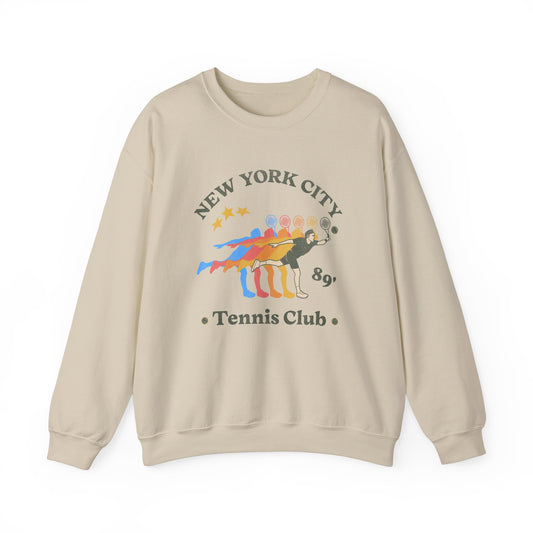 Vintage Inspired NYC Tennis Club Sweatshirt, Retro Vibes Sporty Crewneck