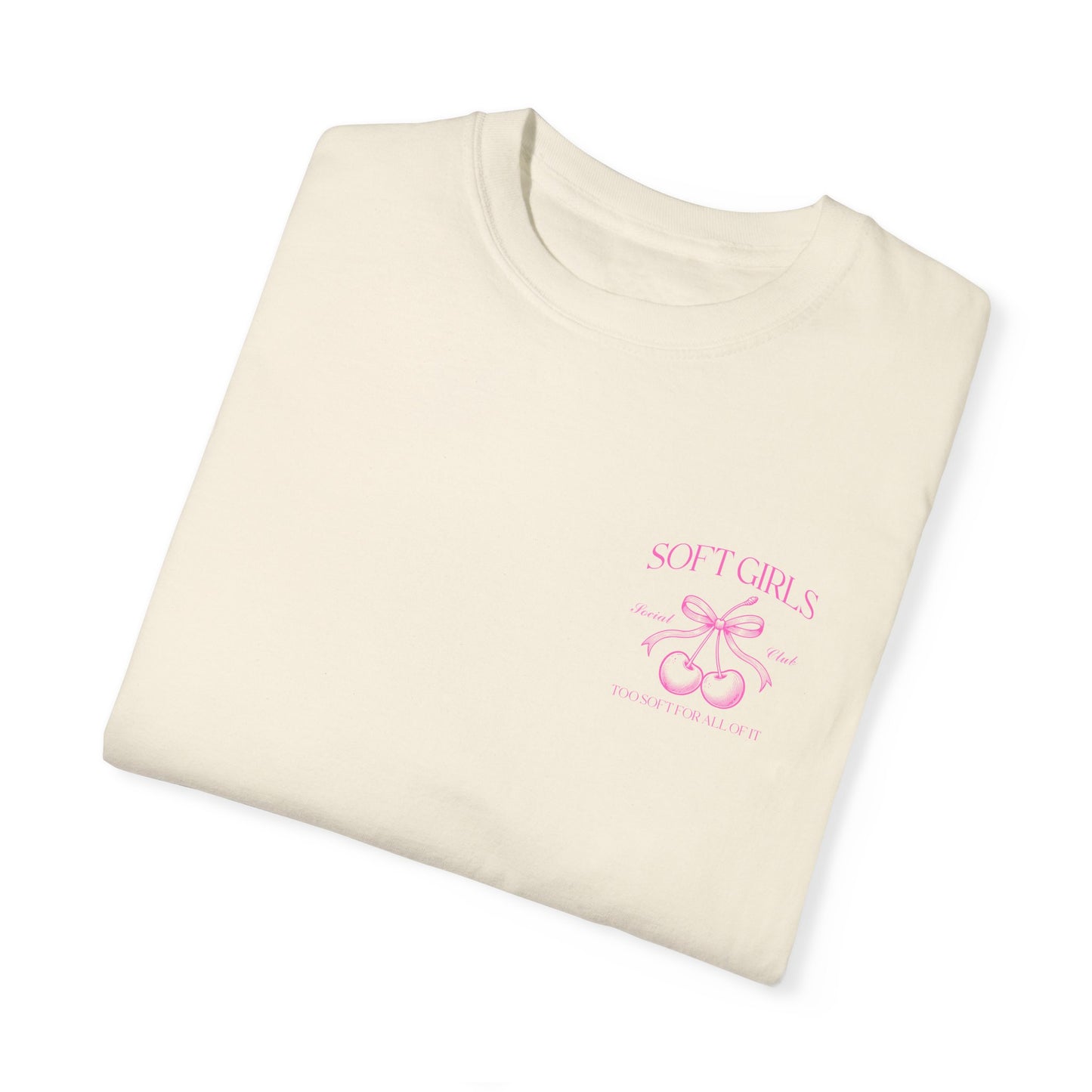 Coquette Soft Girl Comfort Colors Tee | With Cherry on Top, Pink Girly Bow Tshirt, Front & Back Graphic