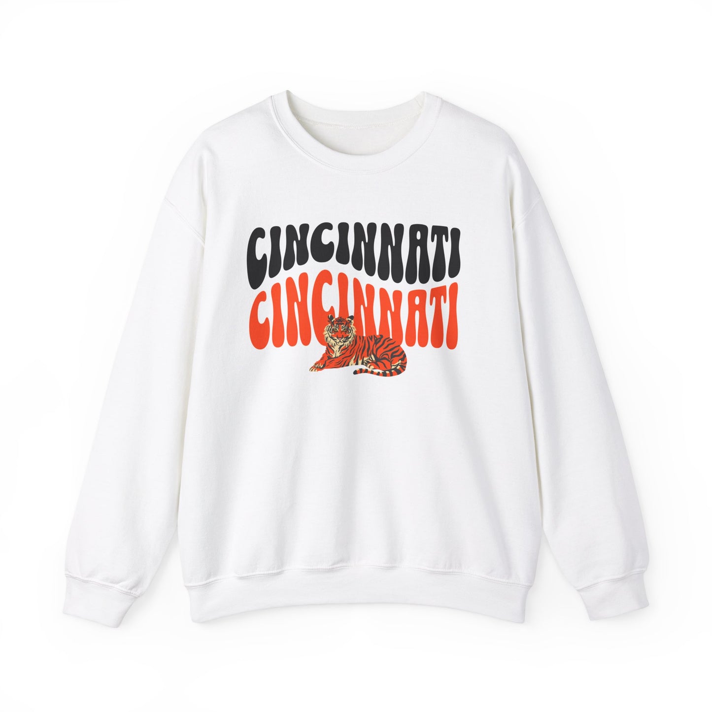 Cincinnati Bengals Crewneck, Double Sided Print Cincy Football Sweatshirt, Groovy Retro Vibes!