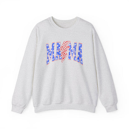 Patriotic Mama Sweatshirt, 4th of July Crewneck, Red White & Blue Band Tee Pullover for Mom