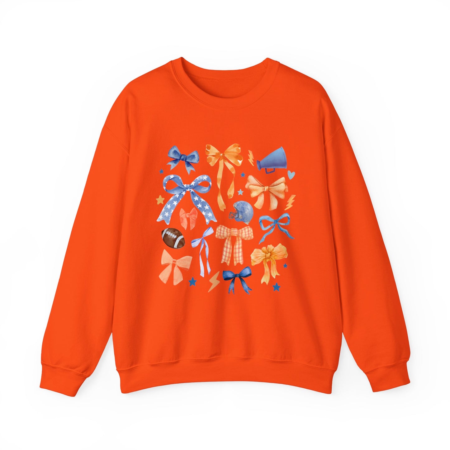 Orange and Blue Coquette Football Crewneck