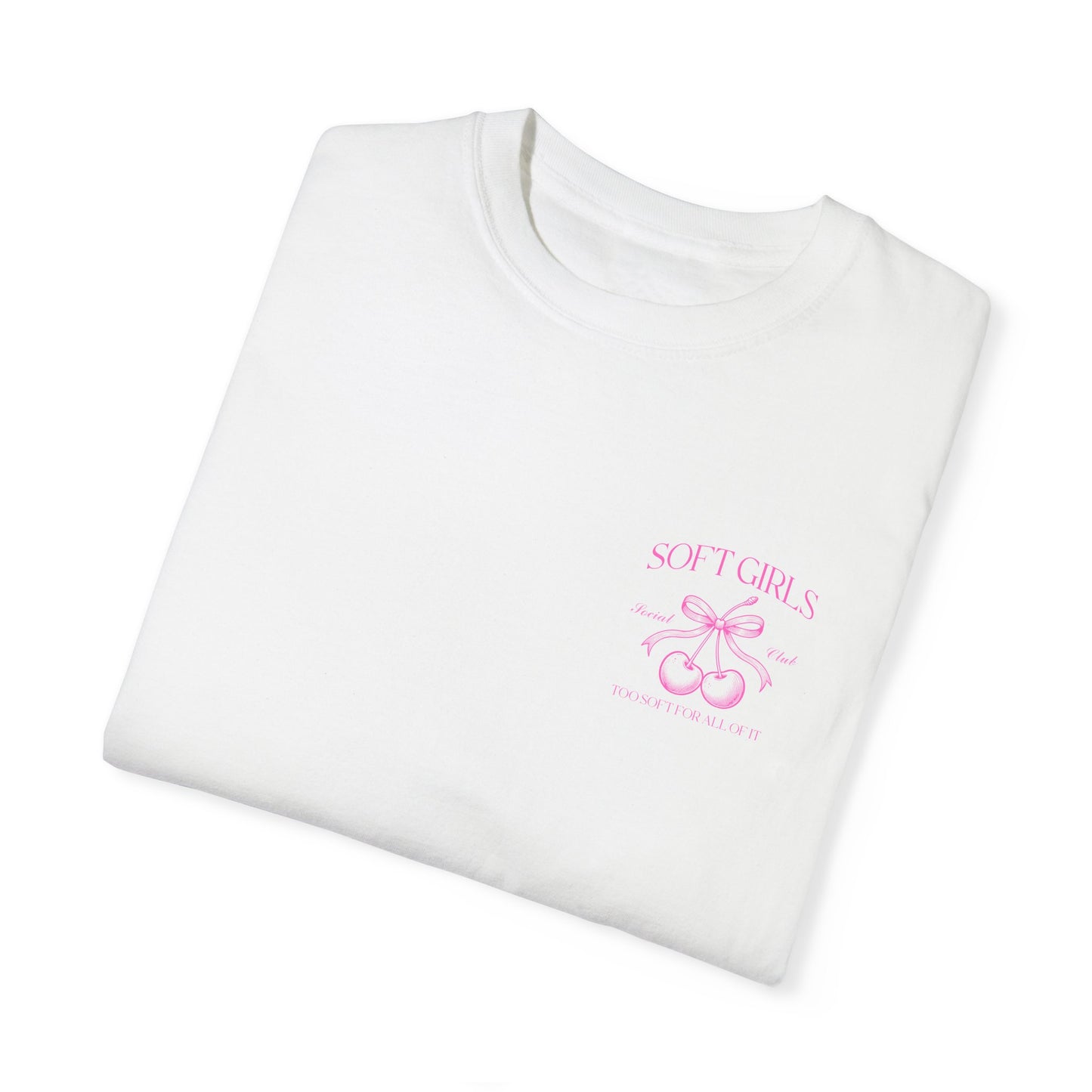 Coquette Soft Girl Comfort Colors Tee | With Cherry on Top, Pink Girly Bow Tshirt, Front & Back Graphic