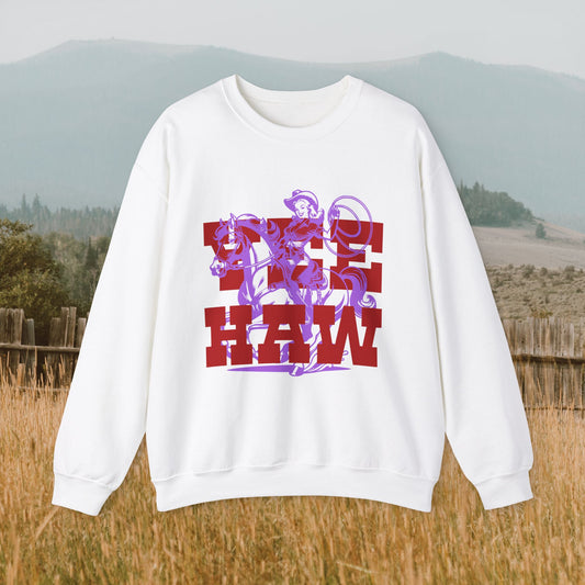 YEE HAW Cowgirl Sweatshirt – Bold Western Graphic Pullover for Rodeo & Country Aesthetic