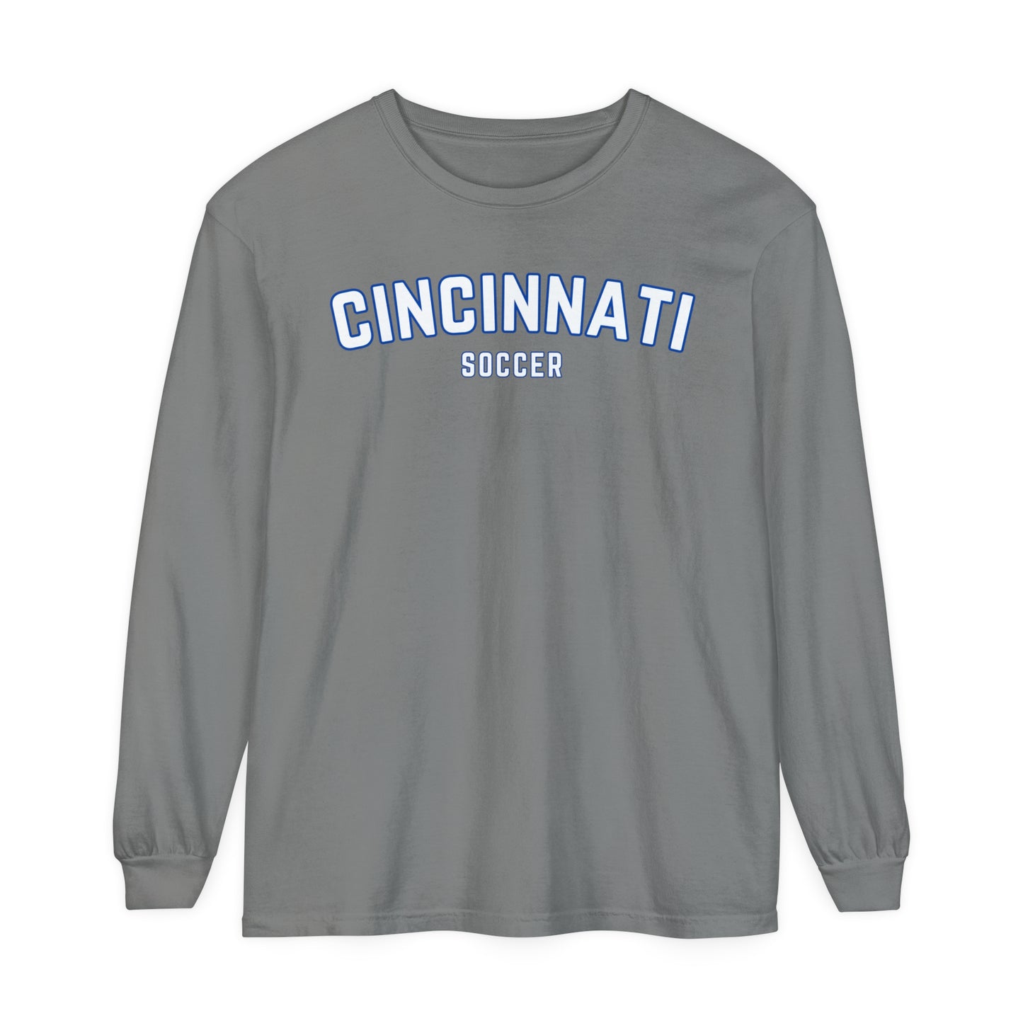 Cincinnati Soccer Long Sleeve Shirt, Cincy Futbol Comfort Colors Tee