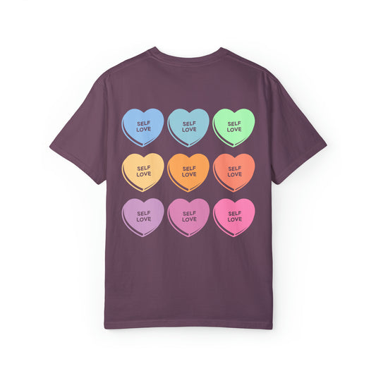 Self Love Club Comfort Colors, Candy Hearts Self Love Club Comfort Colors Tee