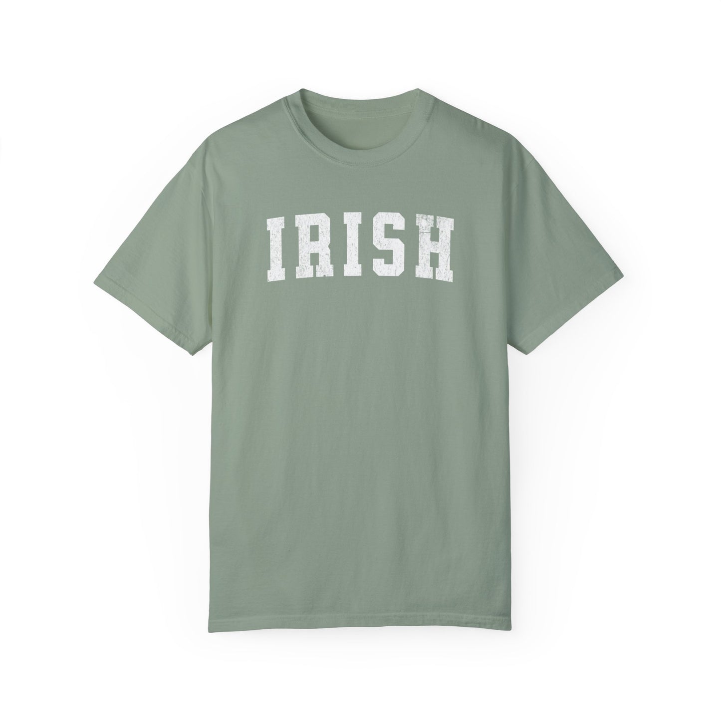 St. Patrick's Day Comfort Colors Tee, Irish Varsity Style Tshirt, Simple Minimalist Preppy Shirt, Unisex Garment-Dyed T-shirt