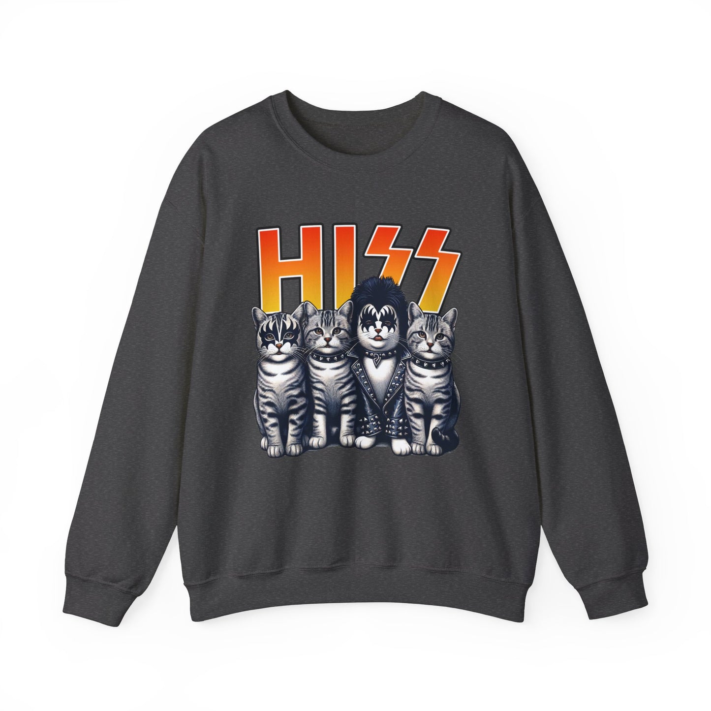 Cat Band Tee Sweatshirt | Funny Cat Crewneck for Cat & Rock Lovers | HISS