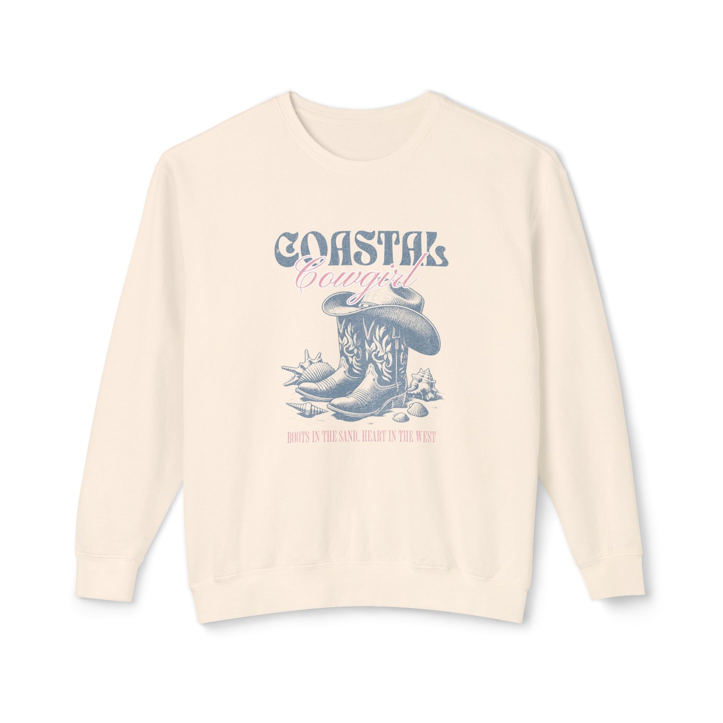 Coastal Cowgirl Comfort Colors Crewneck, Lightweight Beach Sweatshirt, Western Seaside Style