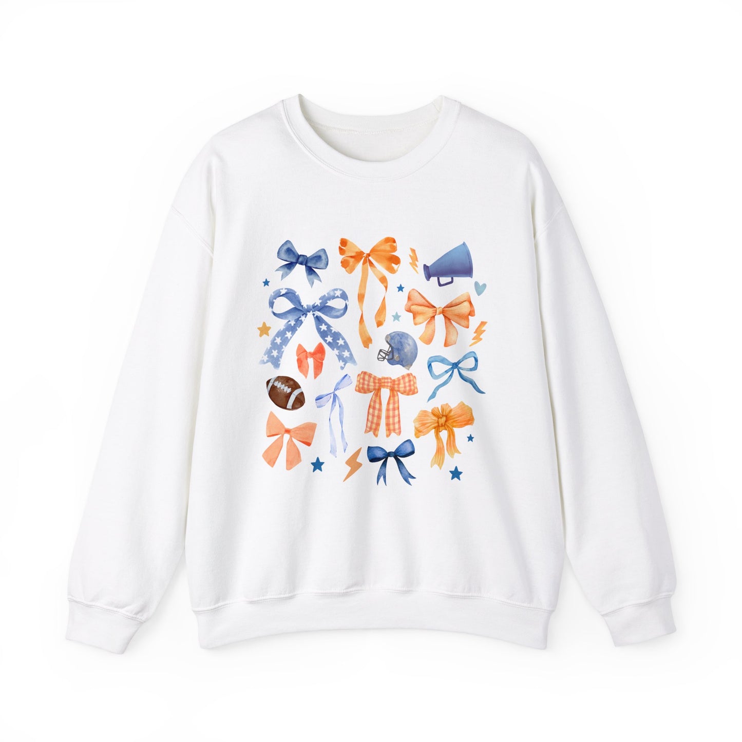 Orange and Blue Coquette Football Crewneck