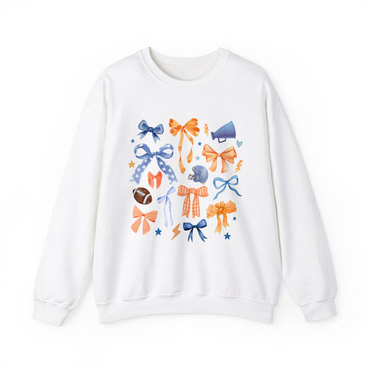 Orange and Blue Coquette Football Crewneck