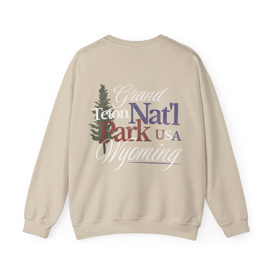 Grand Teton National Park Crewneck Sweatshirt – Streetwear Style Natl Park Pullover, Front & Back Graphic