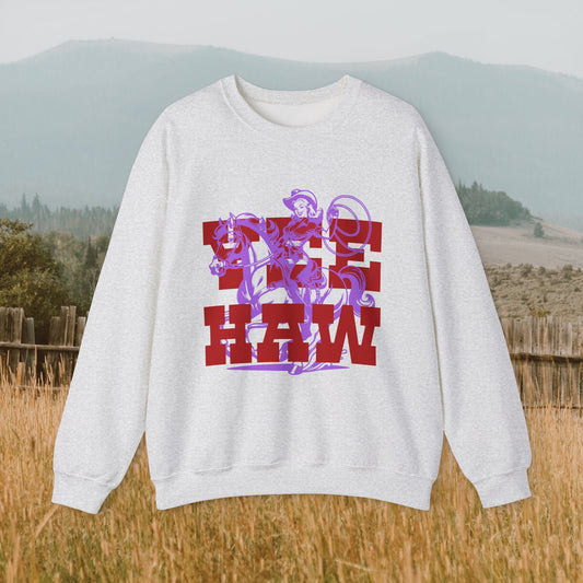 YEE HAW Cowgirl Sweatshirt – Bold Western Graphic Pullover for Rodeo & Country Aesthetic