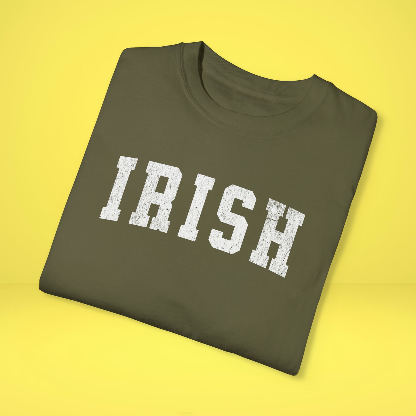 St. Patrick's Day Comfort Colors Tee, Irish Varsity Style Tshirt, Simple Minimalist Preppy Shirt, Unisex Garment-Dyed T-shirt