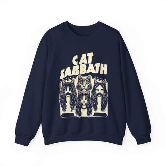 Cat Band Tee Sweatshirt, Cat Sabbath Funny Crewneck for Cat & Rock Lovers