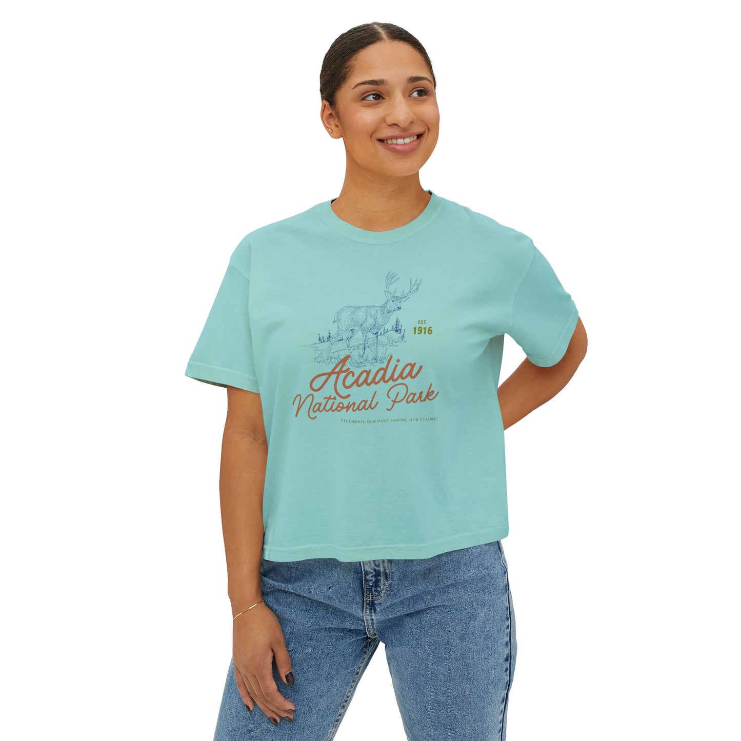 Acadia National Park Cropped Comfort Colors Tee, Maine Outdoorsy Style Women's Boxy Tee