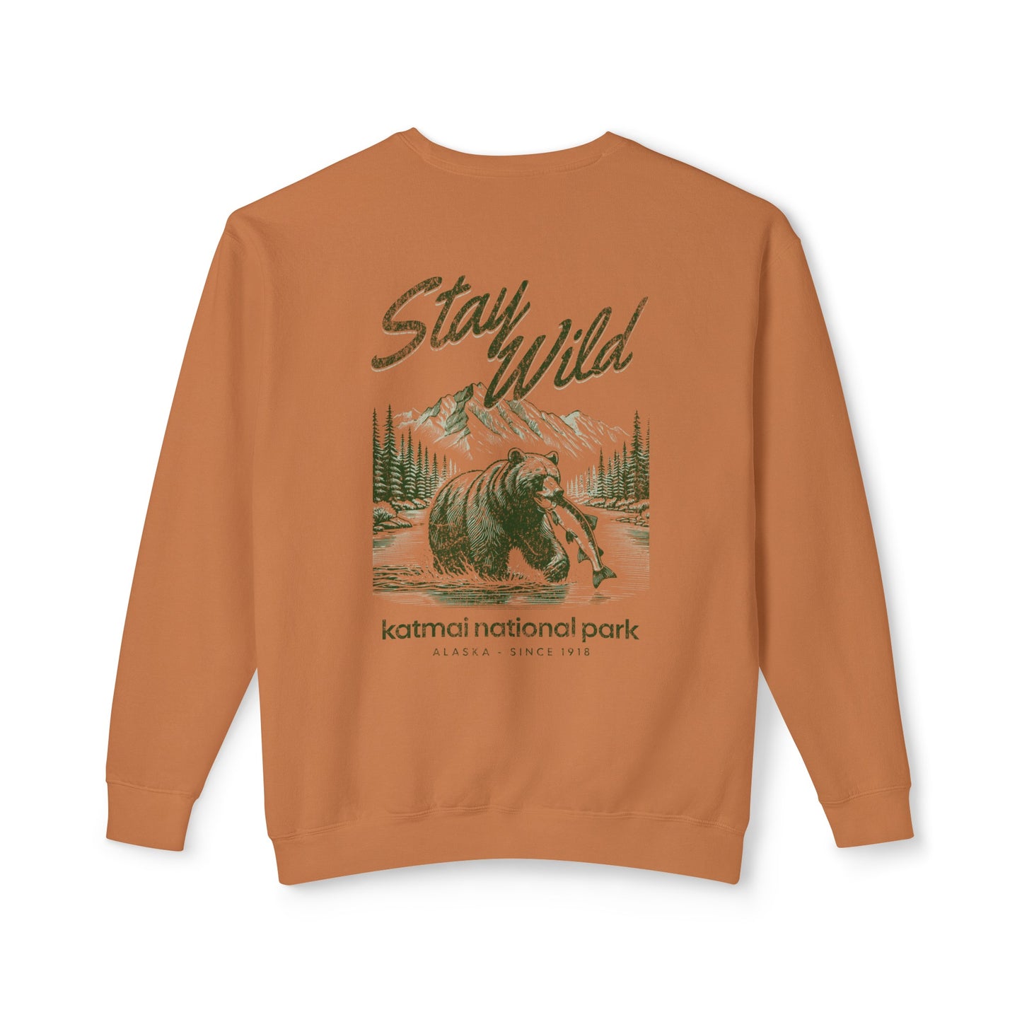 Katmai Alaska National Park Sweatshirt, Granola Girl Aesthetic Crewneck, Front & Back Graphic Pullover, Outdoorsy Style