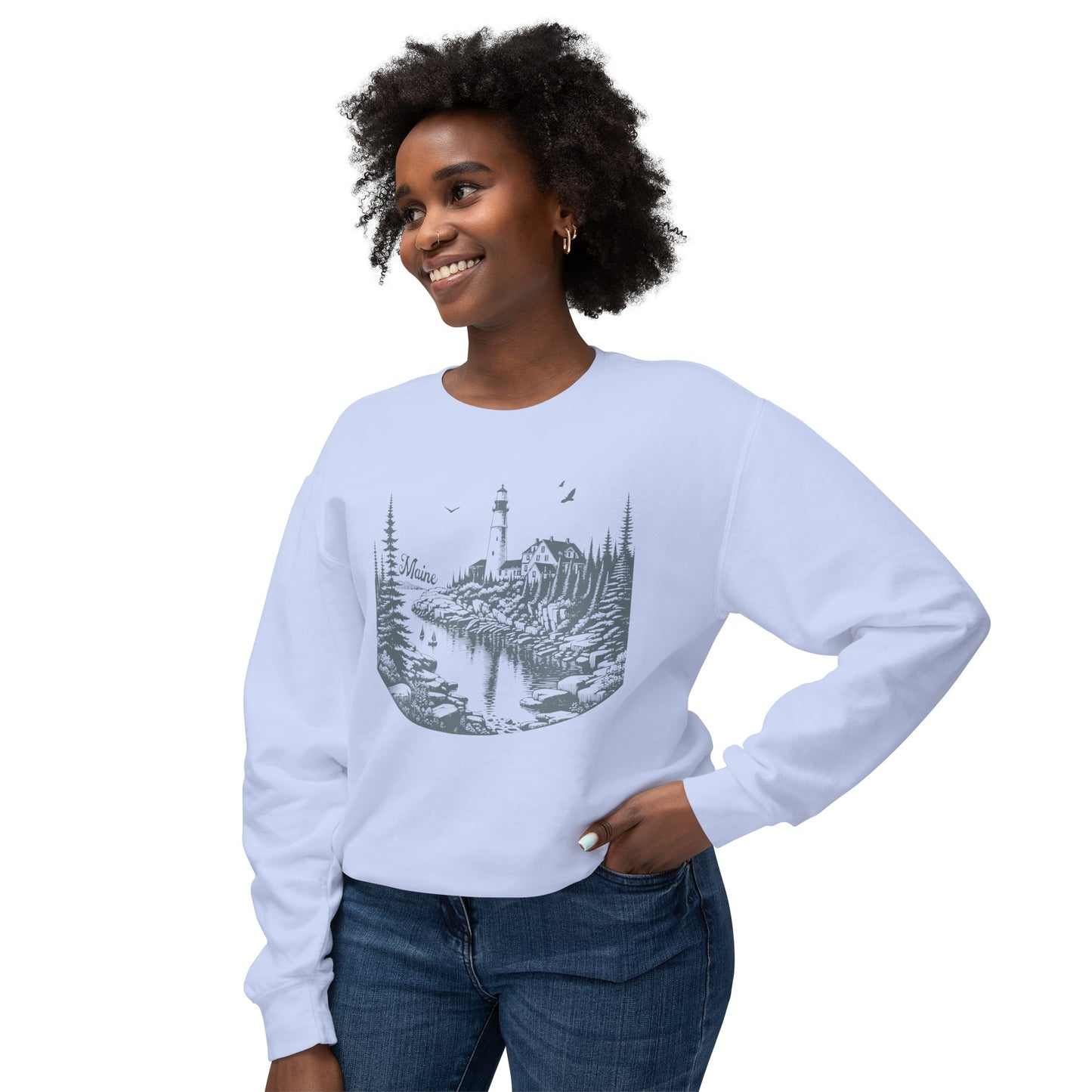 Maine Comfort Colors Crewneck, Coastal Maine Lightweight Sweatshirt