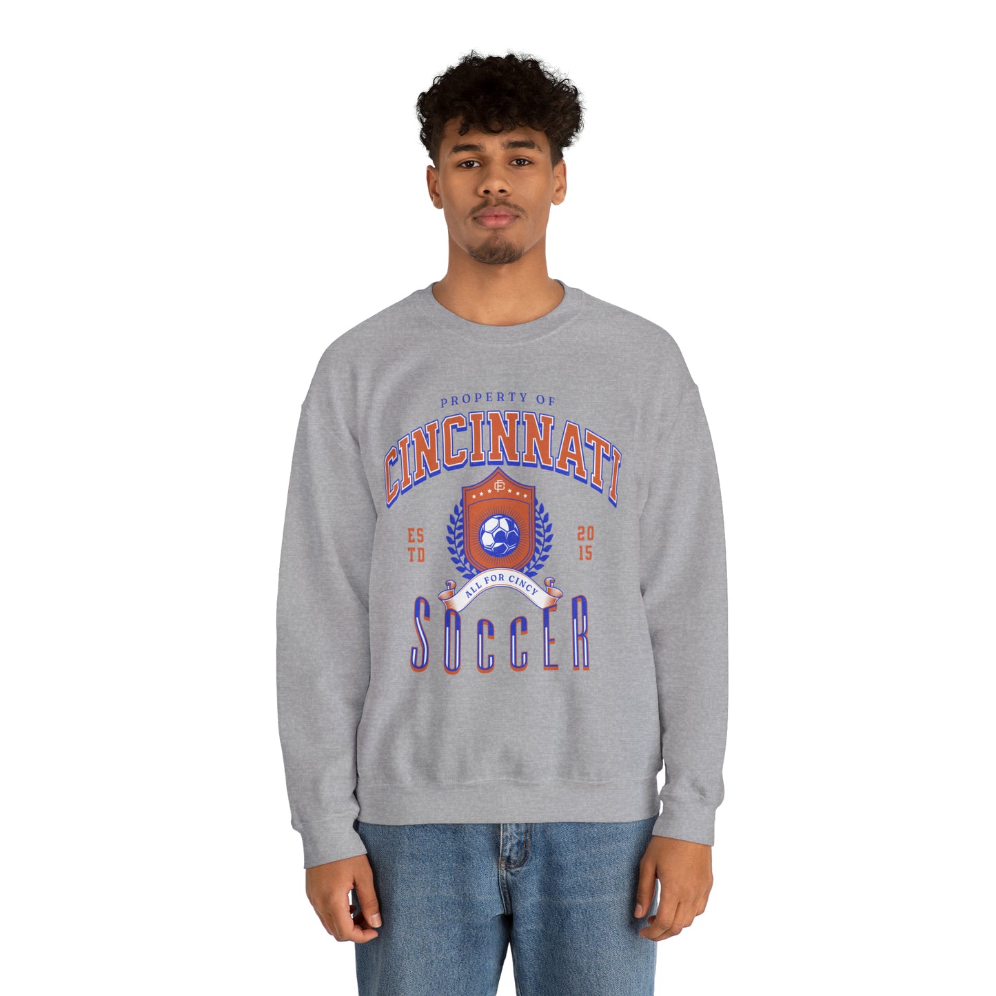 Cincinnati Soccer Crewneck Sweatshirt, Vintage Inspired FC Futbol Game Day Pullover