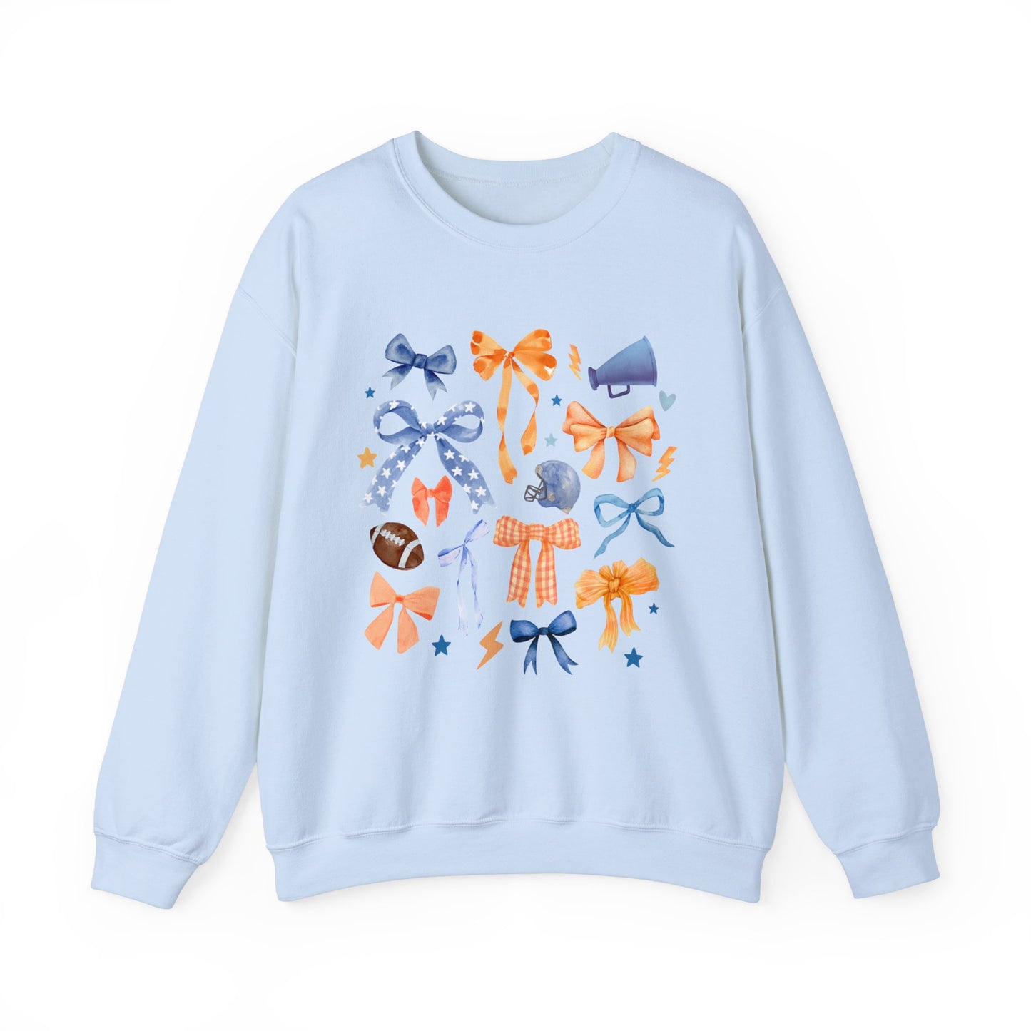 Orange and Blue Coquette Football Crewneck