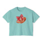 Coquette Football Comfort Colors Cropped Boxy, Red Watercolor Bow Gameday Tee, College Football Game Outfit