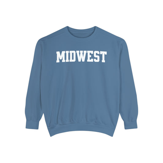 Midwest Varsity Style Sweatshirt, Simple Midwest Crewneck, Vintage Feel Comfort Colors Pullover