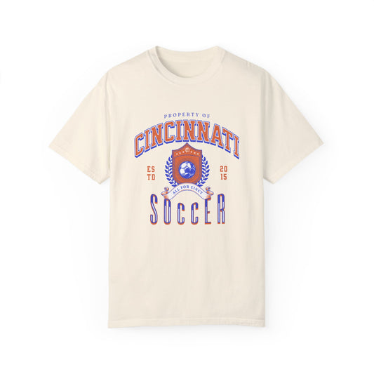 Cincinnati Soccer Comfort Colors Tee, Vintage Inspired Cincy Futbol Fan Tshirt