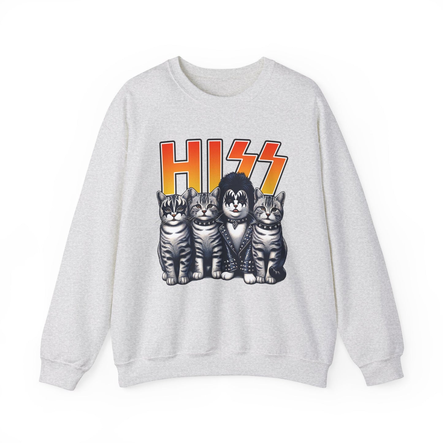 Cat Band Tee Sweatshirt | Funny Cat Crewneck for Cat & Rock Lovers | HISS