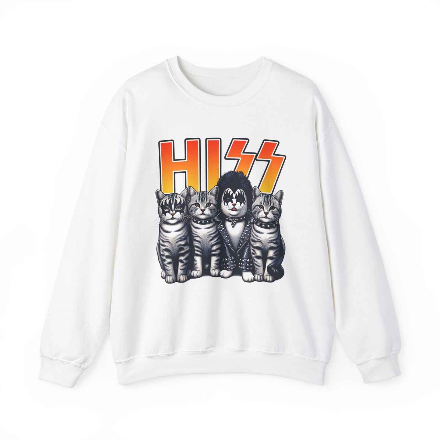 Cat Band Tee Sweatshirt | Funny Cat Crewneck for Cat & Rock Lovers | HISS