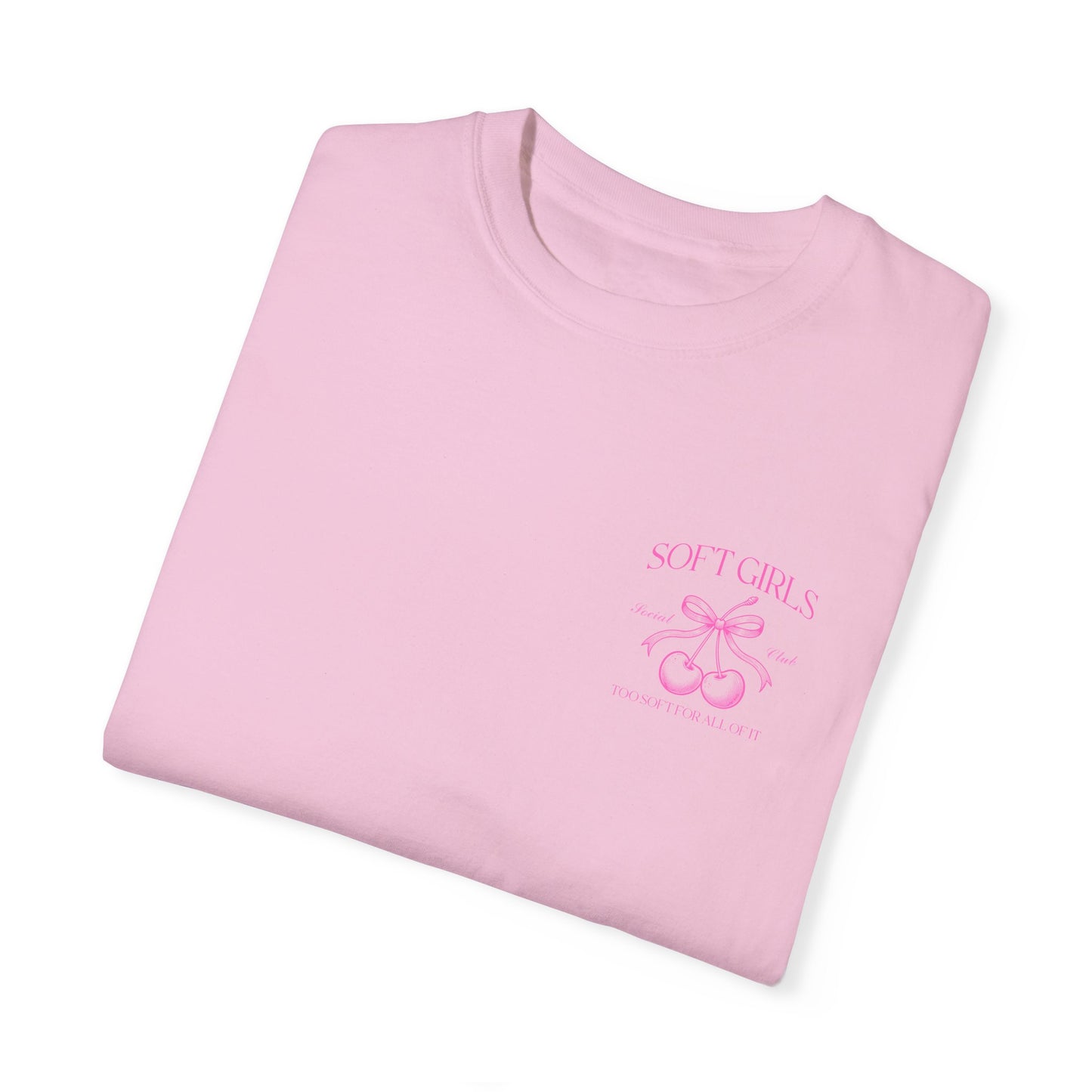 Coquette Soft Girl Comfort Colors Tee | With Cherry on Top, Pink Girly Bow Tshirt, Front & Back Graphic