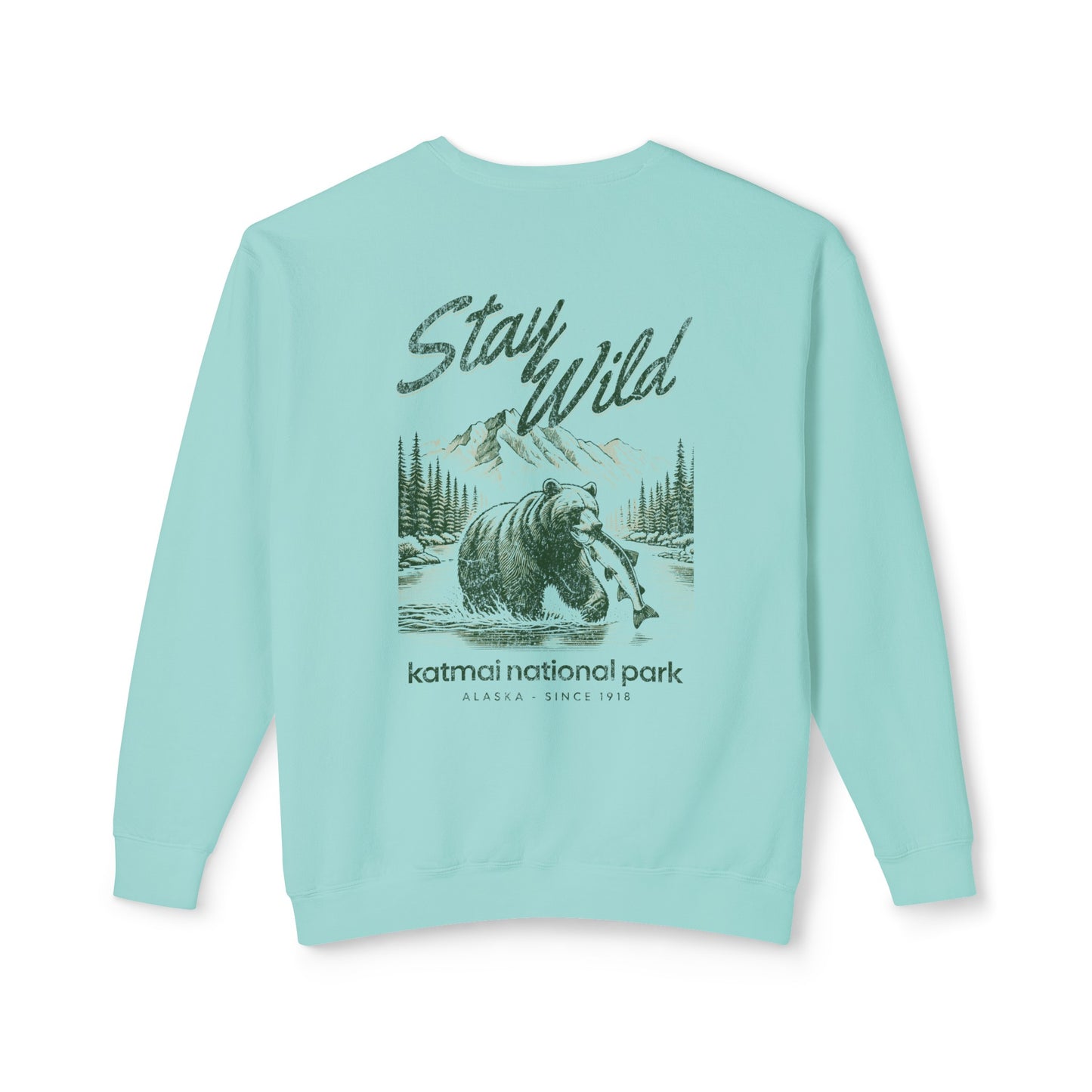 Katmai Alaska National Park Sweatshirt, Granola Girl Aesthetic Crewneck, Front & Back Graphic Pullover, Outdoorsy Style