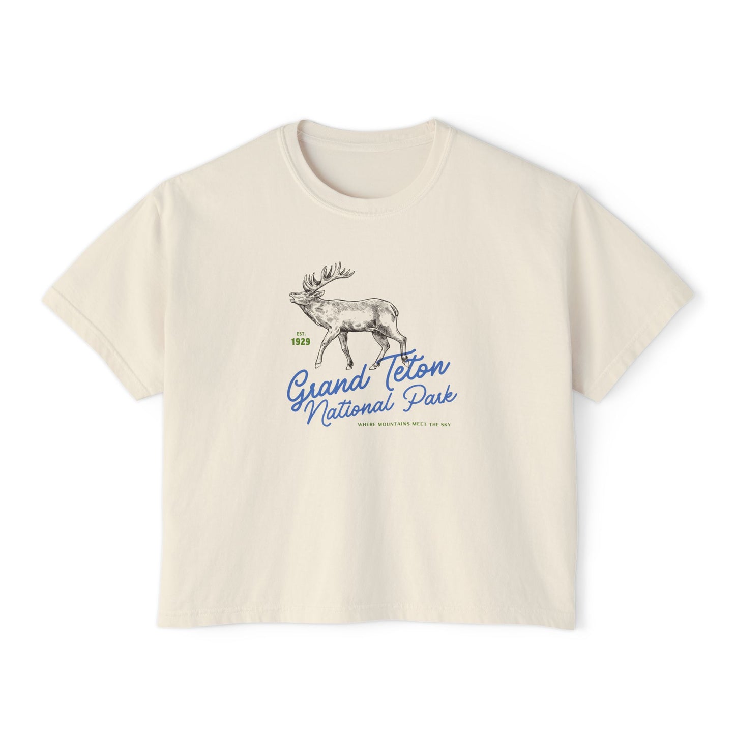 Grand Teton National Park Cropped Comfort Colors Tee, Wyoming Outdoorsy Style Women's Boxy Tee