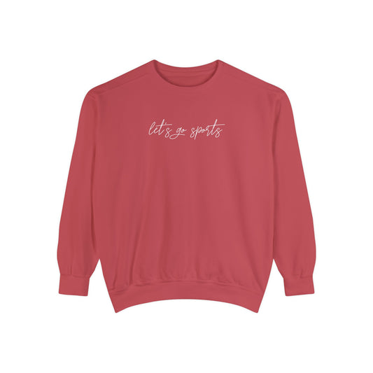 Let's Go Sports Comfort Colors Sweatshirt, Simple Sports Fan Crewneck, Vintage Feel Cozy Gameday Pullover