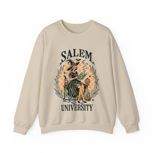 Retro Inspired Witch Graphic with text that reads SALEM University