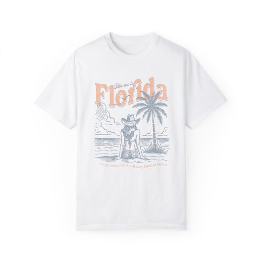 Florida Comfort Colors Tee, Take Me to Florida Vintage Inspired Graphic Tshirt, Beachy Summer Vibes Oversized Trendy Shirt