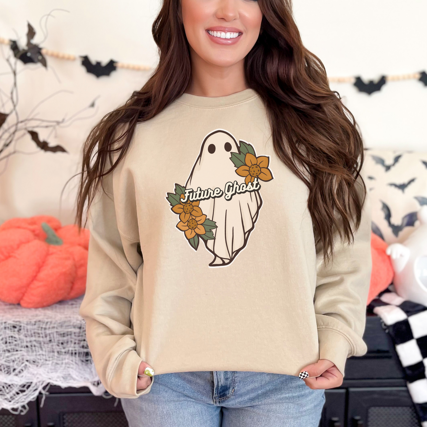 Future Ghost, Funny Halloween Crewneck Sweatshirt