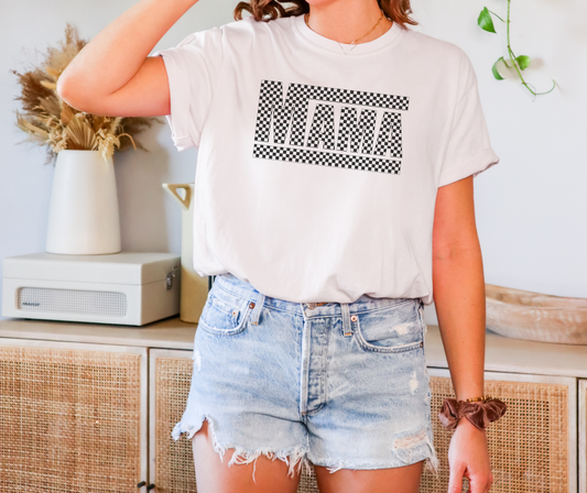 Checkered MAMA Comfort Colors Tee | Trendy Mom Shirt, Oversized & Vintage Feel