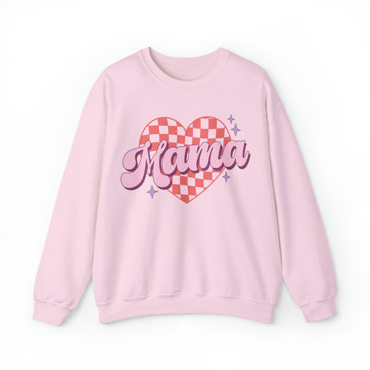 Mama Sweatshirt | Checkered Heart Retro Mom Crewneck, Gifts for Mothers Day, Pregnancy Announcement, First time Mom