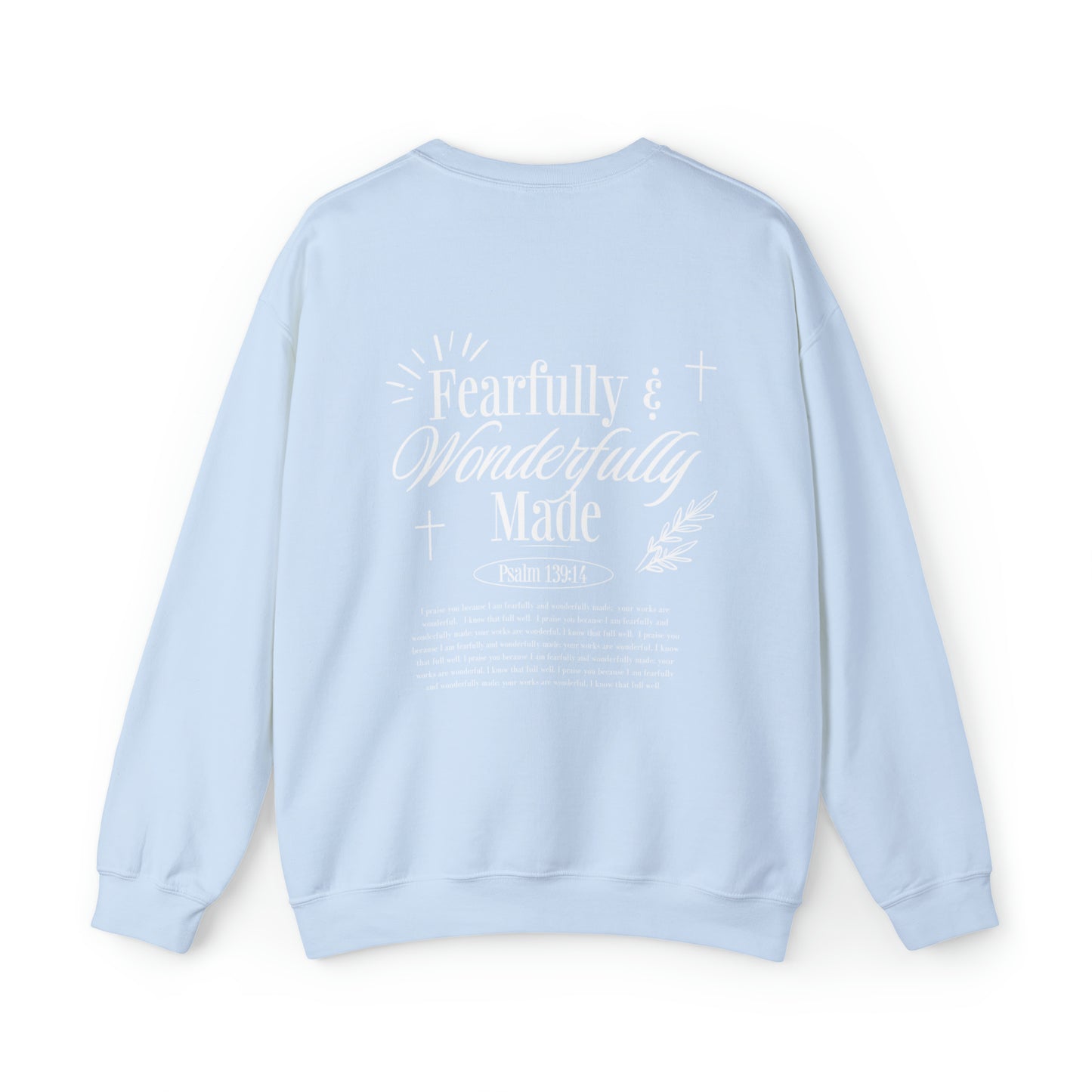 Christian Crewneck | Fearfully and Wonderfully Psalm Sweatshirt, Front & Back Print