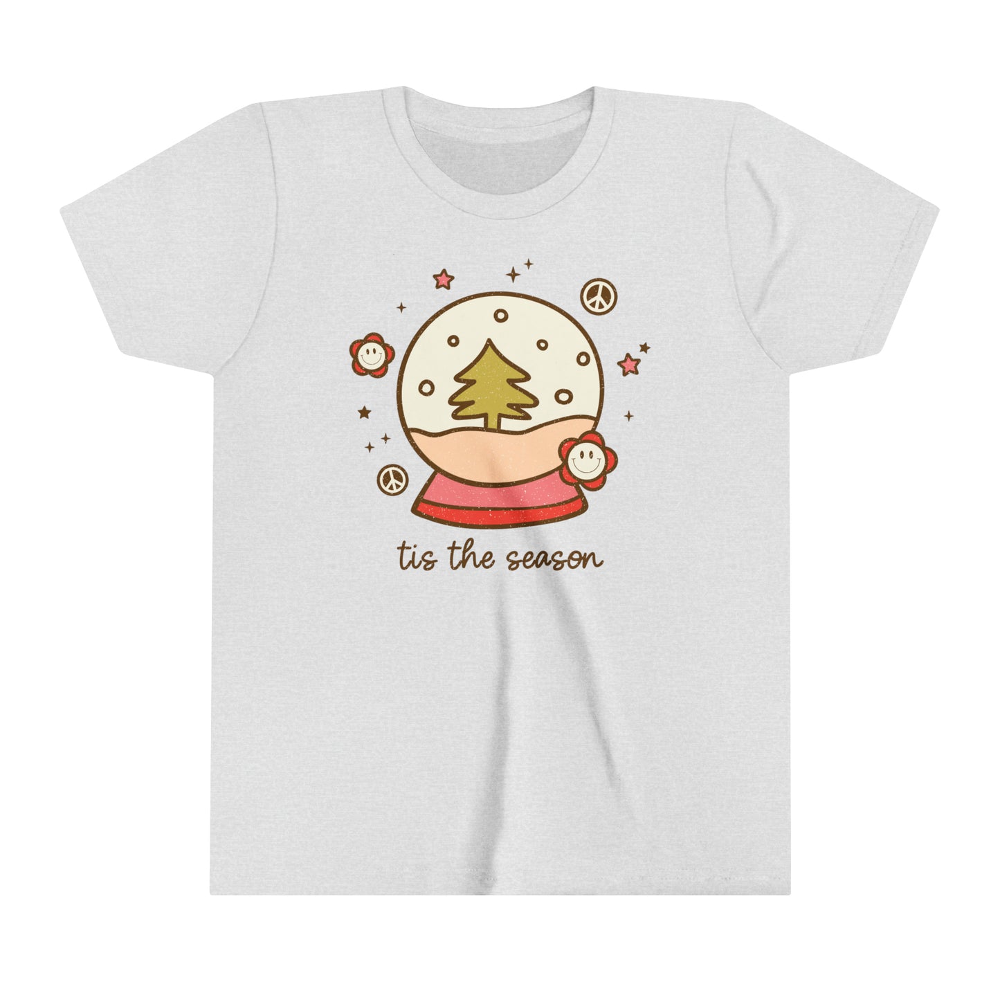 Retro Christmas Youth Tee | Groovy Snowglobe Winter Shirt For Kids