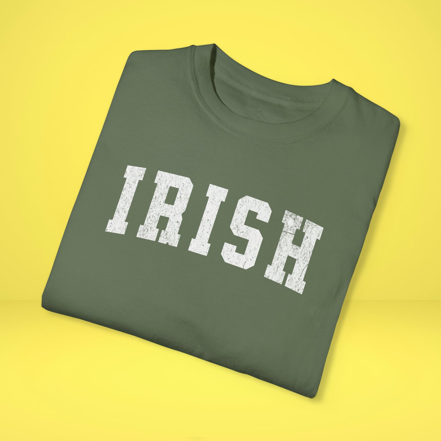 St. Patrick's Day Comfort Colors Tee, Irish Varsity Style Tshirt, Simple Minimalist Preppy Shirt, Unisex Garment-Dyed T-shirt